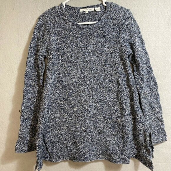 EIGHT‎ EIGHT EIGHT WOMENS CREW NECK MARBLE BLUE LONG SLEEVE SWEATER SZ S - Picture 1 of 6